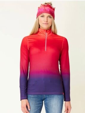 Krimson Klover Red Gradient 1/4 Zip Base Layer Top Size Small